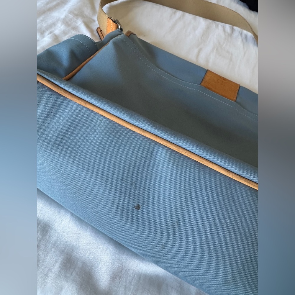 Vintage Coach Transatlantic Messenger Bag Blue with Tan Leather - Picture 5 of 12